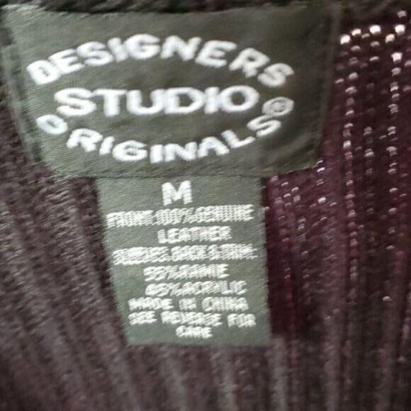 Designers Originals Studio Vintage Leather Embellish LS Zip Sz M Sweater Jacket - Picture 3 of 11